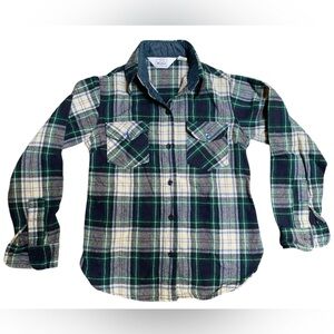 70s 80s Woolrich Woman Plaid Wool Flannel Shacket Jacket Shirt Size 10